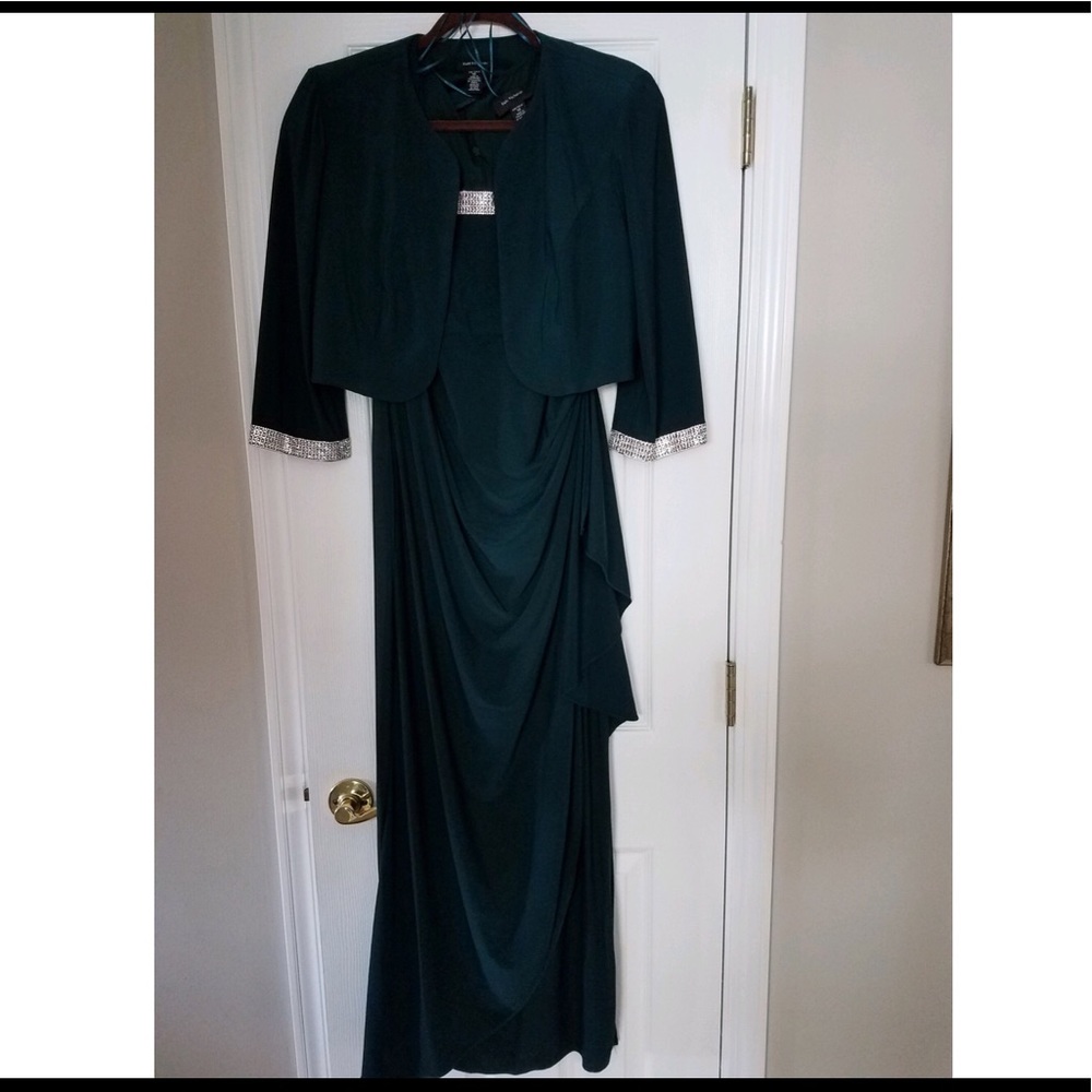 Dark green formal dress with jacket